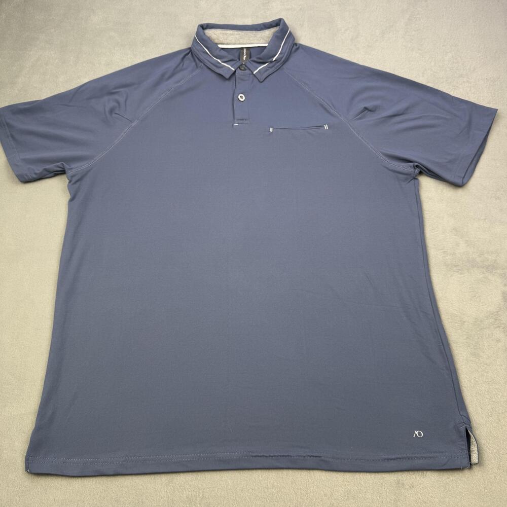 Anderson Ord Polo Shirt Mens Large Blue Chest Pocket Golf Stretch Performance
